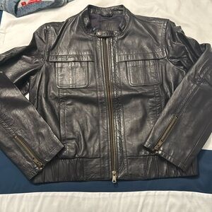 GAP Dark Brown Real Leather motorcycle style jacket Sz M